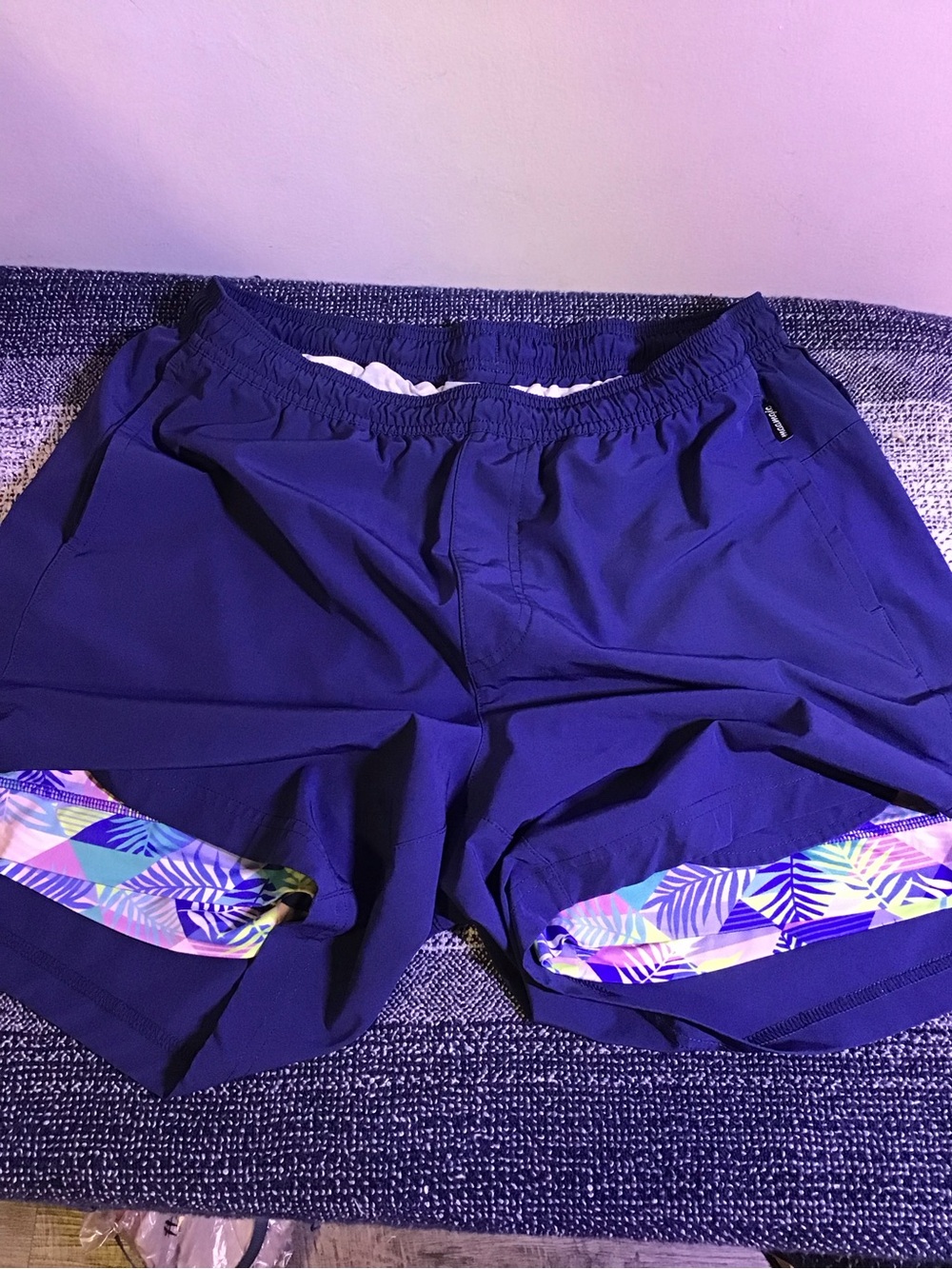 Women’s Athletic Running Shorts — Purple with Pattern Trim